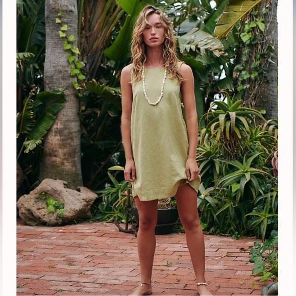 Free people full of sunshine Olive linen Dress - Picture 2 of 5